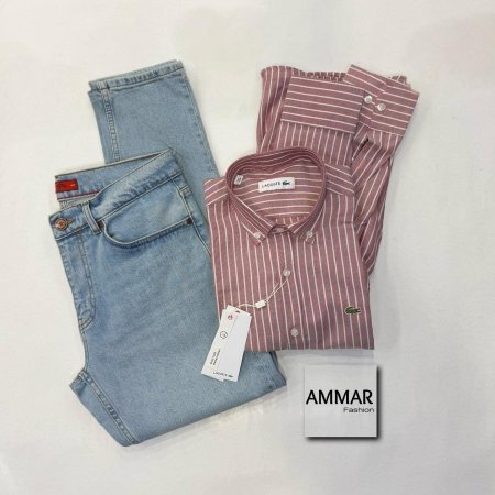 قميص قطن LACOSTE  + جينز PRO