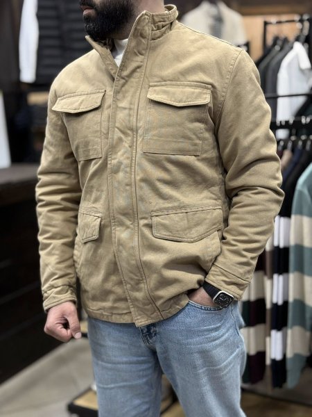 جاكيت كتان ثقيل مع جيب